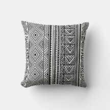 Svart och vit Aztekisk tribal geometrisk kudde