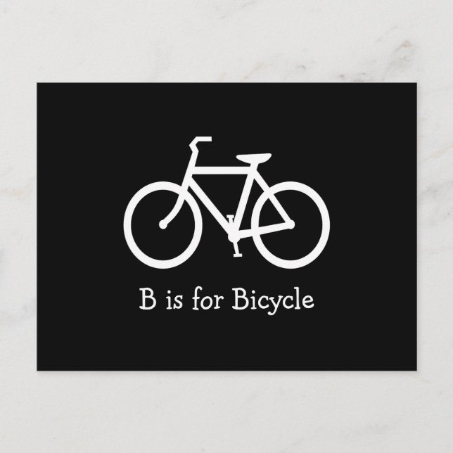 Svart och vit B är för cykel Vykort (Framsida)