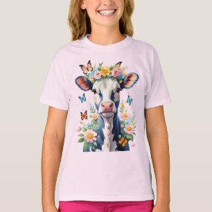 Svart och vit Baby-kummel med blomma Krona T Shirt