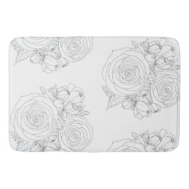 Svart och vit badsamling i blommigt badrumsmatta