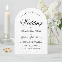 Svart och vit bågbröllop enkel elegant skrift