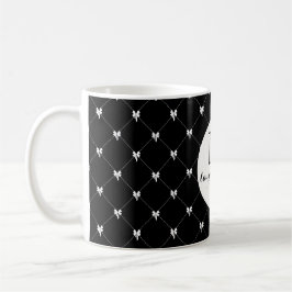 Svart och vit båge monogram i skrivstil kaffemugg