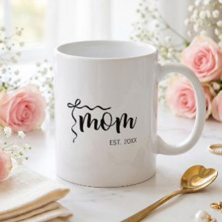 Svart och vit båge Skript Mamma Establerad Elegant Kaffemugg