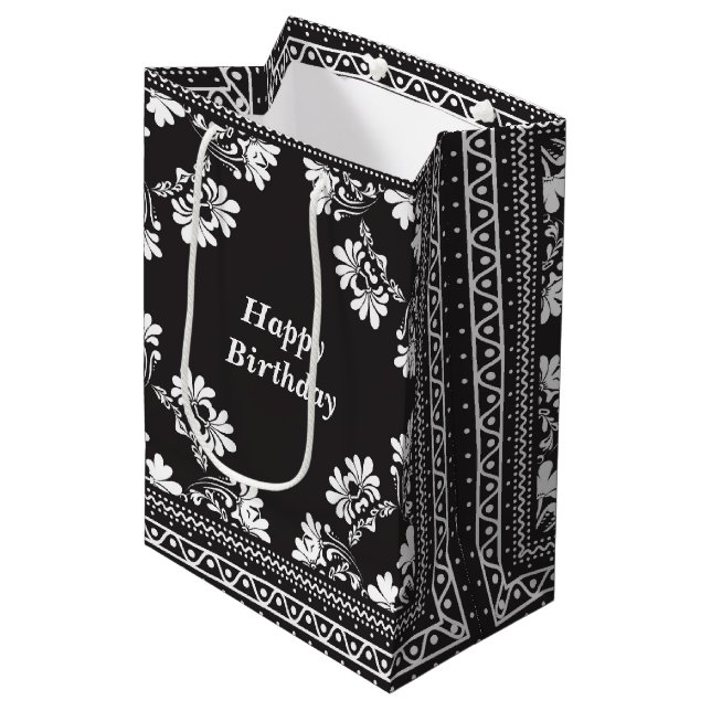 Svart och vit Bandanna-design (Framsidan Vinklad)