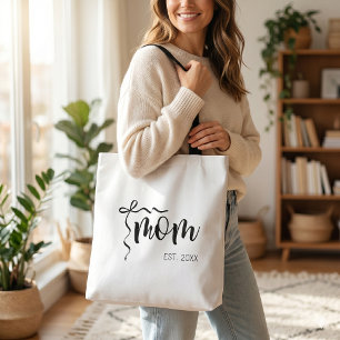 Svart och Vit Bandmanus Mamma Etablerad Elegant Tygkasse