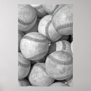 Svart och vit basboll - unik teckning poster