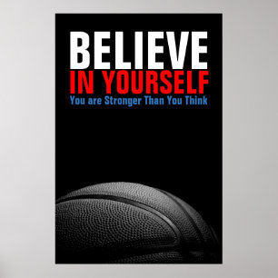 Svart och vit basket tro på dig själv poster