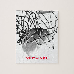 Svart och vit basketboll Lägg till ditt namn Pussel