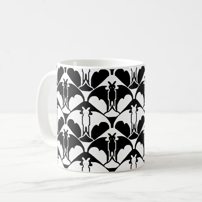 Svart och vit Batty kaffemugg (Framsida vänster)