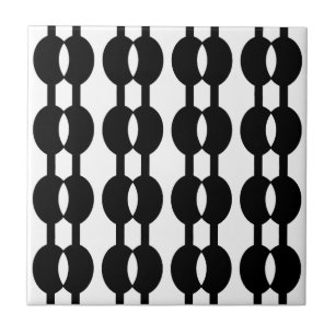 Svart och vit Bead Curtain 60's Black and White Kakelplatta