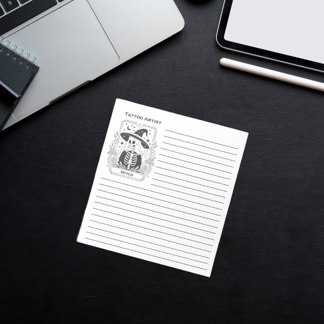 Svart och vit becktand, mystiskt anteckningsblock (Mystical Gothic Black And White Witch Tarot Notepad)