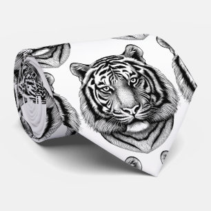 Svart och vit Bengalisk Tiger halsduk Slips