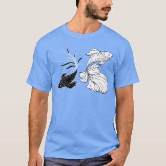 Svart Och Vit Betta Fisk Starkaste Trollkarl Anim T Shirt