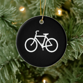 Svart och vit bike-grafik julgransprydnad keramik