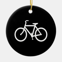 Svart och vit bike-grafik julgransprydnad keramik