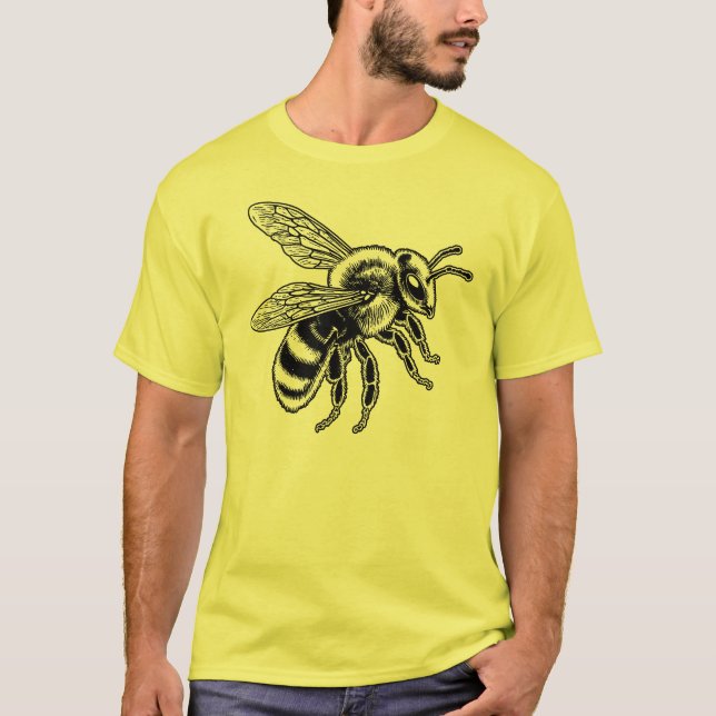 Svart och vit bin t shirt (Framsida)