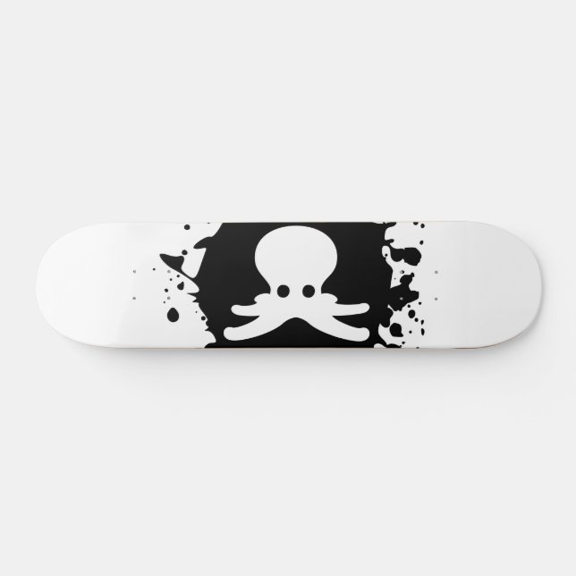 Svart och vit bläckssprut bläckplask mini skateboard bräda 18,5 cm (Horz)