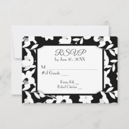 Svart och vit blomma RSVP OSA Kort