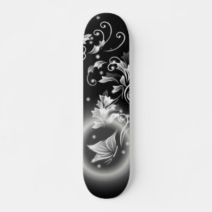 Svart Och Vit Blommig Fantasy Fjäril Mini Skateboard Bräda 18,5 Cm
