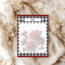 Svart och vit blommig Gingham _ Anteckningar Anteckningsblock
