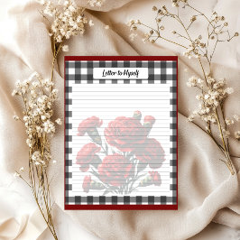 Svart och vit blommig Gingham_ Brev till mig själv Anteckningsblock
