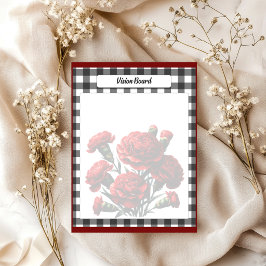 Svart och vit blommig Gingham _ Vision Board Anteckningsblock