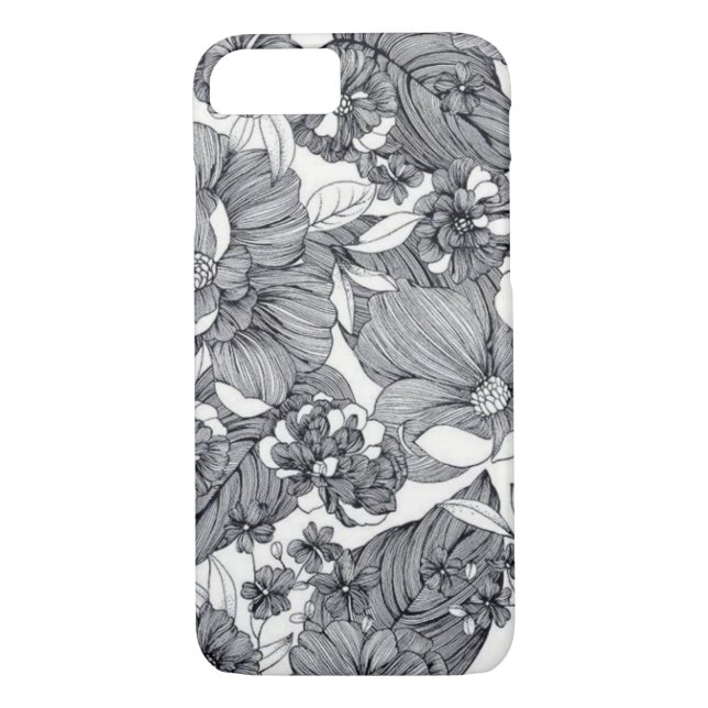 Svart och vit Blommigt - design Case-Mate iPhone Skal (Baksida)