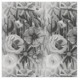 Svart och vit Blommigt Fabric Tyg