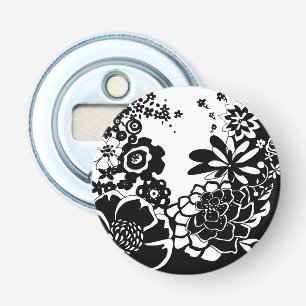 Svart och vit Blommigt Garden Graphic Mönster Flasköppnare