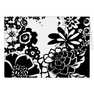 Svart och vit Blommigt Garden Graphic Mönster Hälsningskort