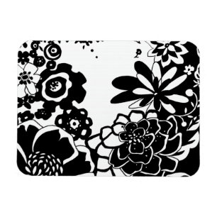 Svart och vit Blommigt Garden Graphic Mönster Magnet