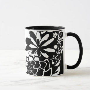 Svart och vit Blommigt Garden Graphic Mönster Mugg
