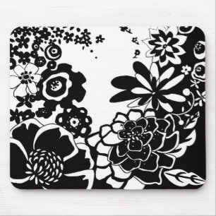 Svart och vit Blommigt Garden Graphic Mönster Musmatta