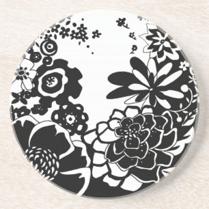 Svart och vit Blommigt Garden Graphic Mönster Underlägg