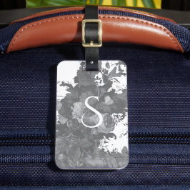 Svart och vit Blommigt Konstnärlig Personlig Gift Bagagebricka