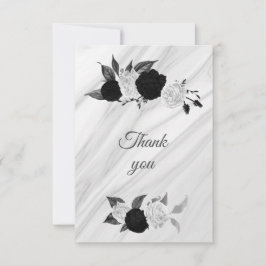 Svart och vit blommigt marmor tack kort