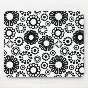 Svart och vit blommigt Mousepad Musmatta