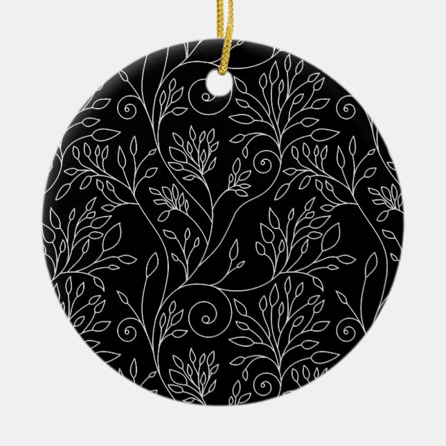 Svart och vit blommigt Ornament (Framsidan)