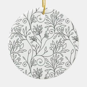 Svart och vit blommigt Ornament