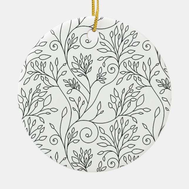 Svart och vit blommigt Ornament (Framsidan)