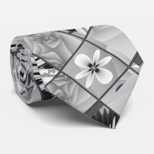 Svart och vit Blommigt, rektangulärt lapptäcke Mön Slips