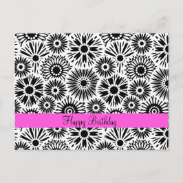 Svart och vit blommigt vykort