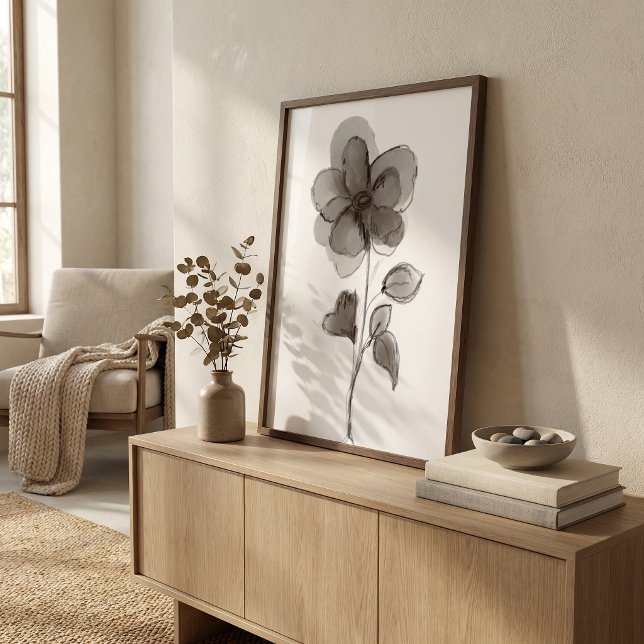 Svart och vit blomster elegant stilfull estetik poster (Skapare uppladdad)