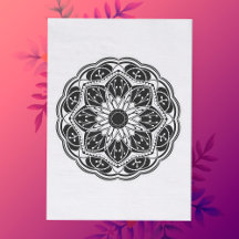 Svart och vit blomster-mandala