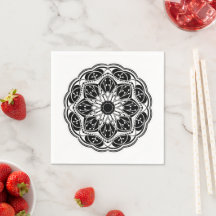 Svart och vit blomster-mandala 
