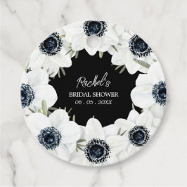 Svart och vit blomsterbröllopsfest gåvor etiketter