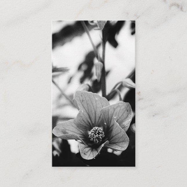 Svart och vit Blomsterfotografi Florist Visitkort (Framsida)