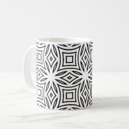 Svart och vit blomstergeometrisk mönster kaffemugg