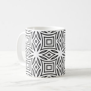 Svart och vit blomstergeometrisk mönster kaffemugg