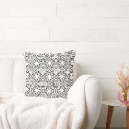 Svart och vit blomstergeometrisk mönster kudde